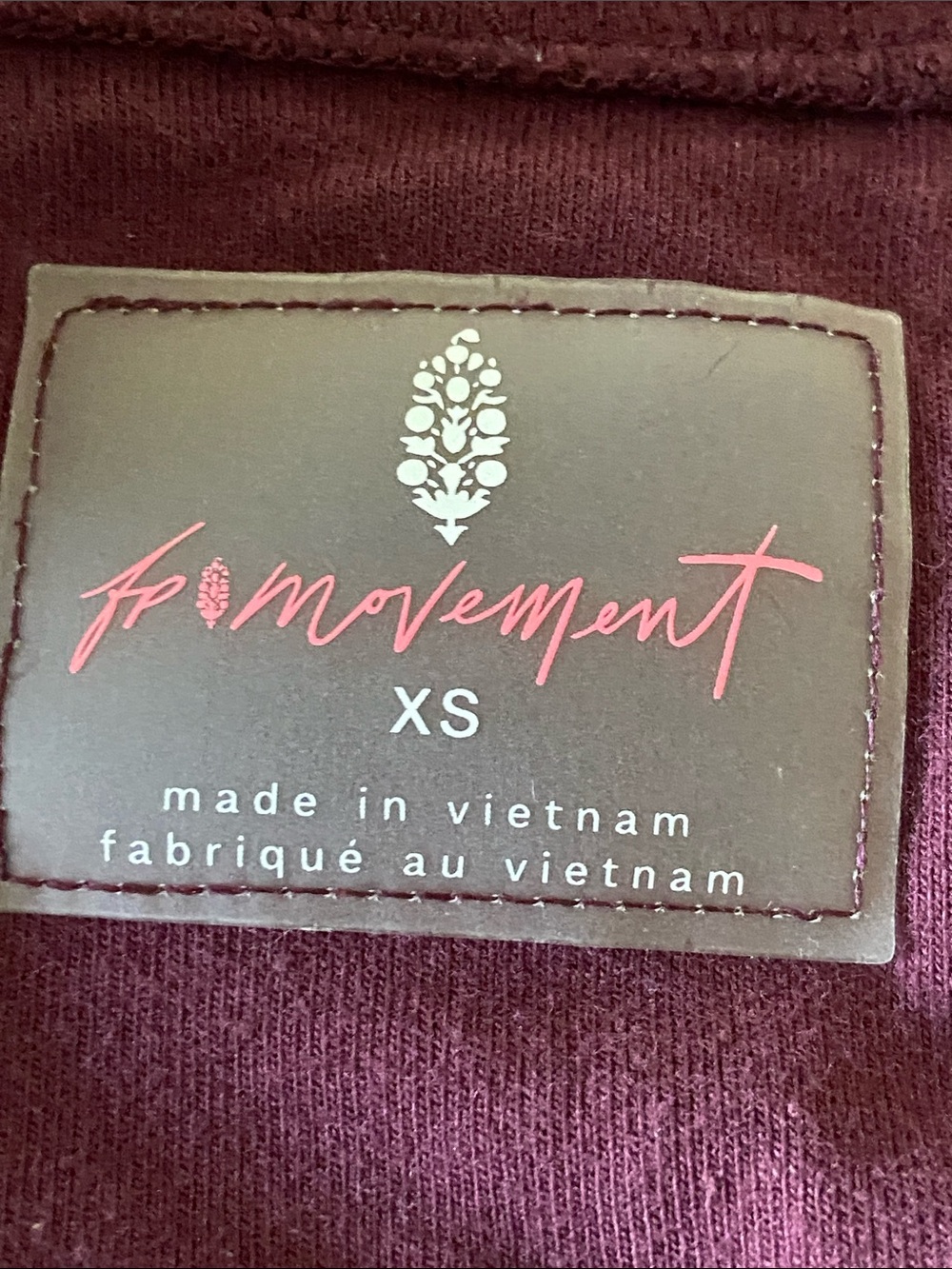 Free People FP Movement Hot Shot Dark Wine Color relaxed slouchy Size XS - Picture 6 of 10